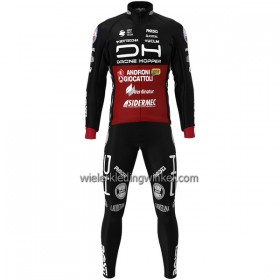 Set Fietsshirt Lange Mouw + Lange Koersbroek Drone Hopper 2022 Androni Giocattoli Rood Zwart